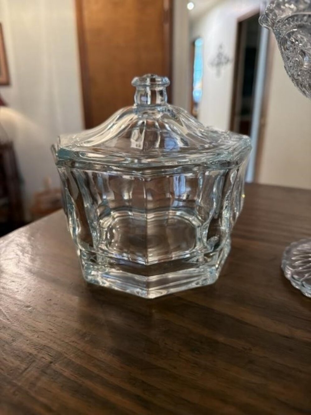 Vintage Indiana Glass Concord Clear Octagon Candy Dish with Lid